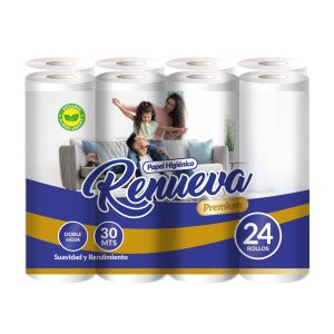 Papel Higiénico 24 Rollos Doble Hoja 30Mts | Renueva