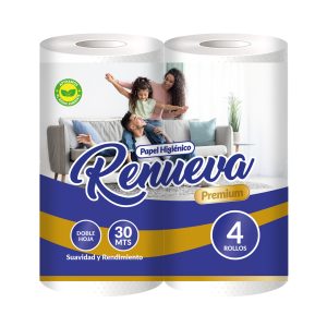 Papel Higiénico 4 Rollos Doble Hoja 30Mts | Renueva