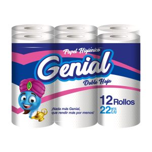 Papel Higiénico 12 Rollos Doble Hoja 22Mts | Genial