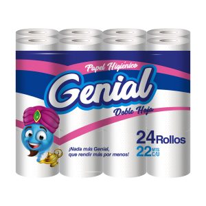 Papel Higiénico 24 Rollos Doble Hoja 22Mts | Genial